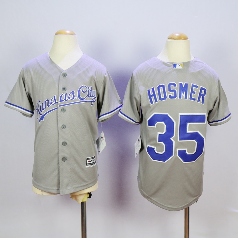 Youth Kansas City Royals 35 Hosmer Grey MLB Jerseys